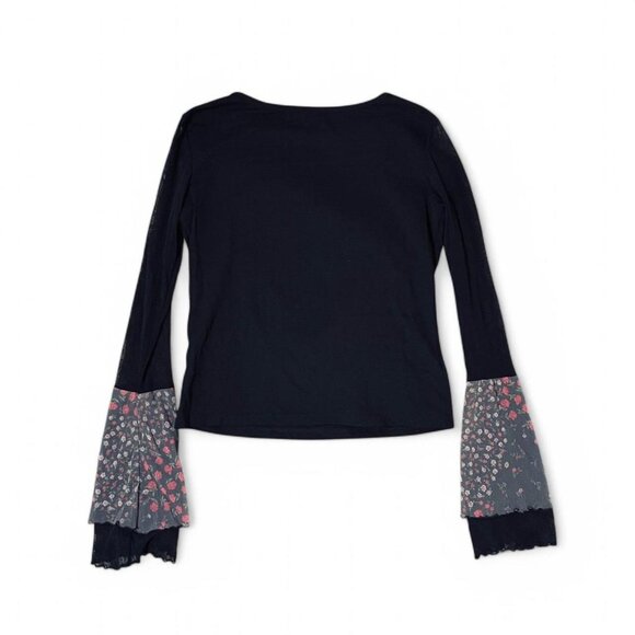 euro bell sleeve y2k micro mesh top - Picture 4 of 5